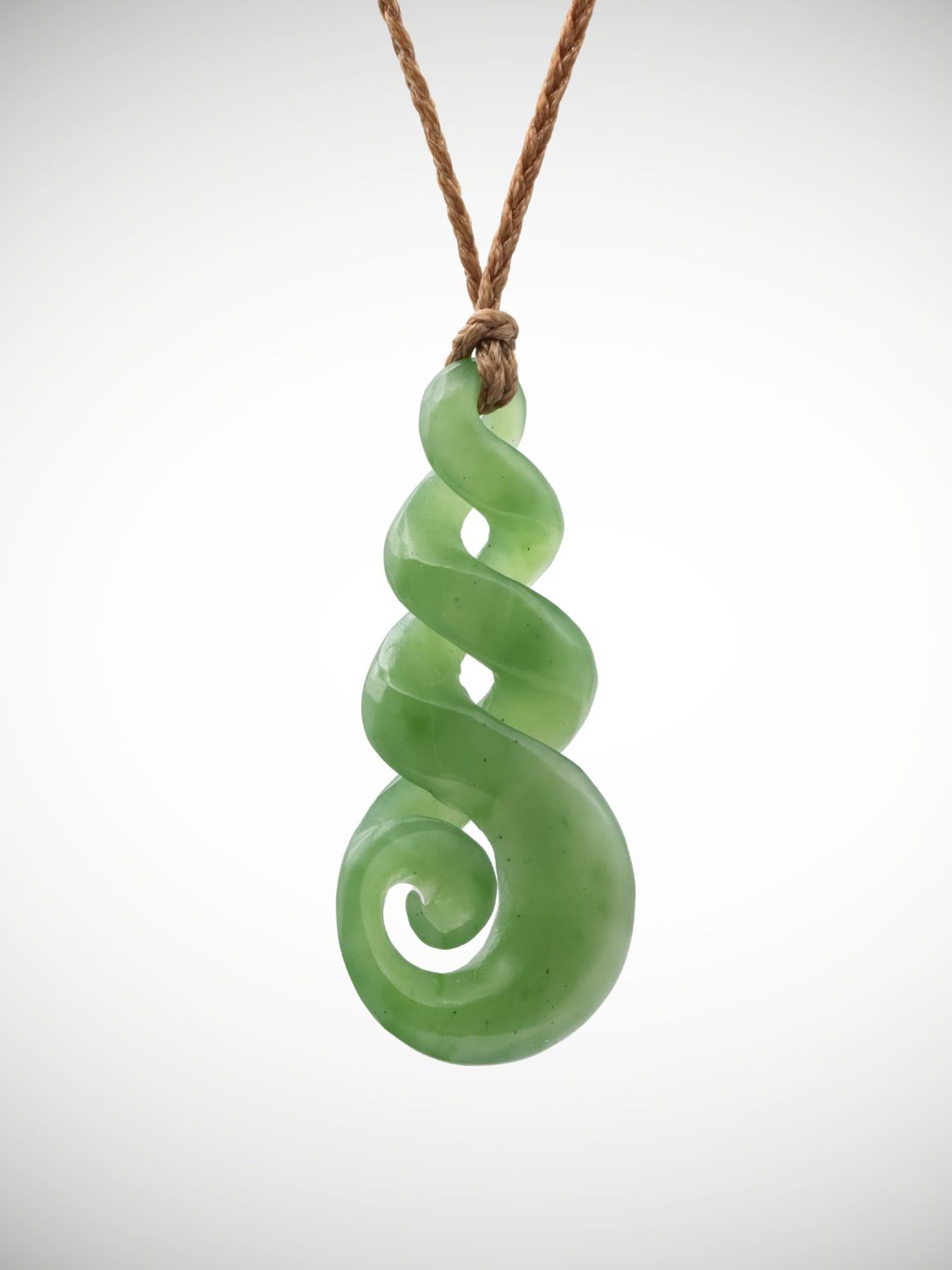 Moko Pounamu Triple Pikorua (Twist) & Koru Genuine NZ Kahurangi Greenstone - Aoroa
