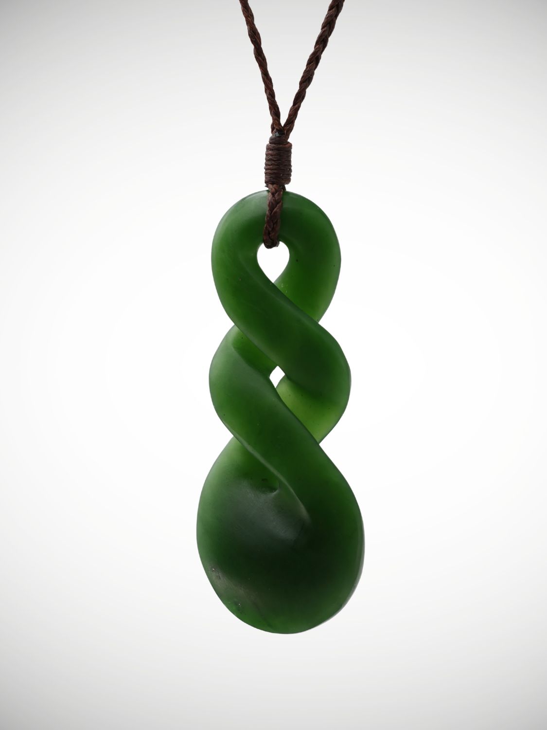 Moko Pounamu Double Pikorua (Twist) Genuine NZ Kahurangi Greenstone - Hokanui