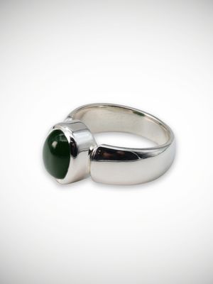 Moko Pounamu Gilt Jewellery Kawakawa Pounamu & Sterling Silver Ring Te Hapua