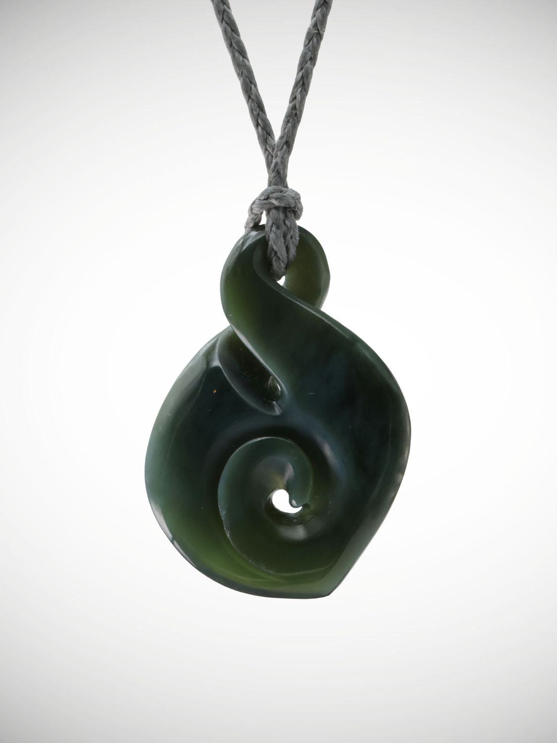 Moko Pounamu Pikorua (Twist & Koru Genuine NZ Inanga Greenstone - Kaimiro