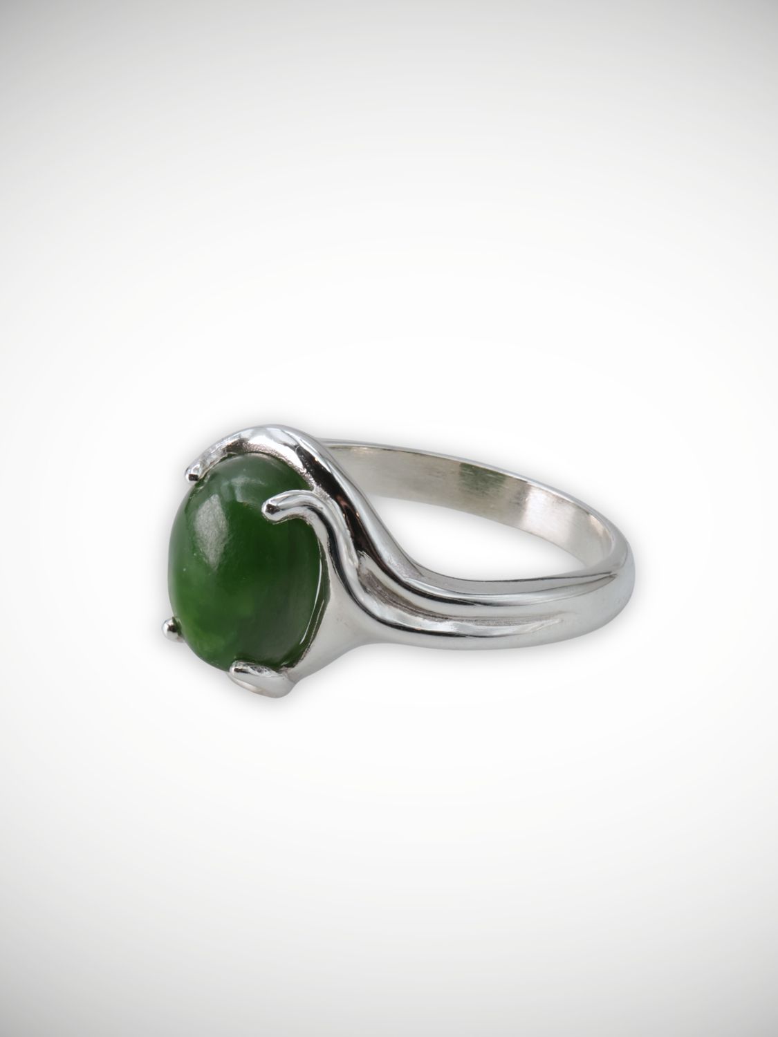 Moko Pounamu Genuine NZ Kahurangi Greenstone & Sterling Silver Ring - Kainamu