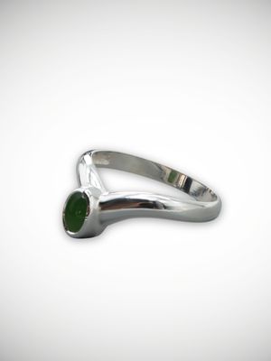 Moko Pounamu Genuine NZ Kahurangi Greenstone & Sterling Silver Ring - Kaiparoro