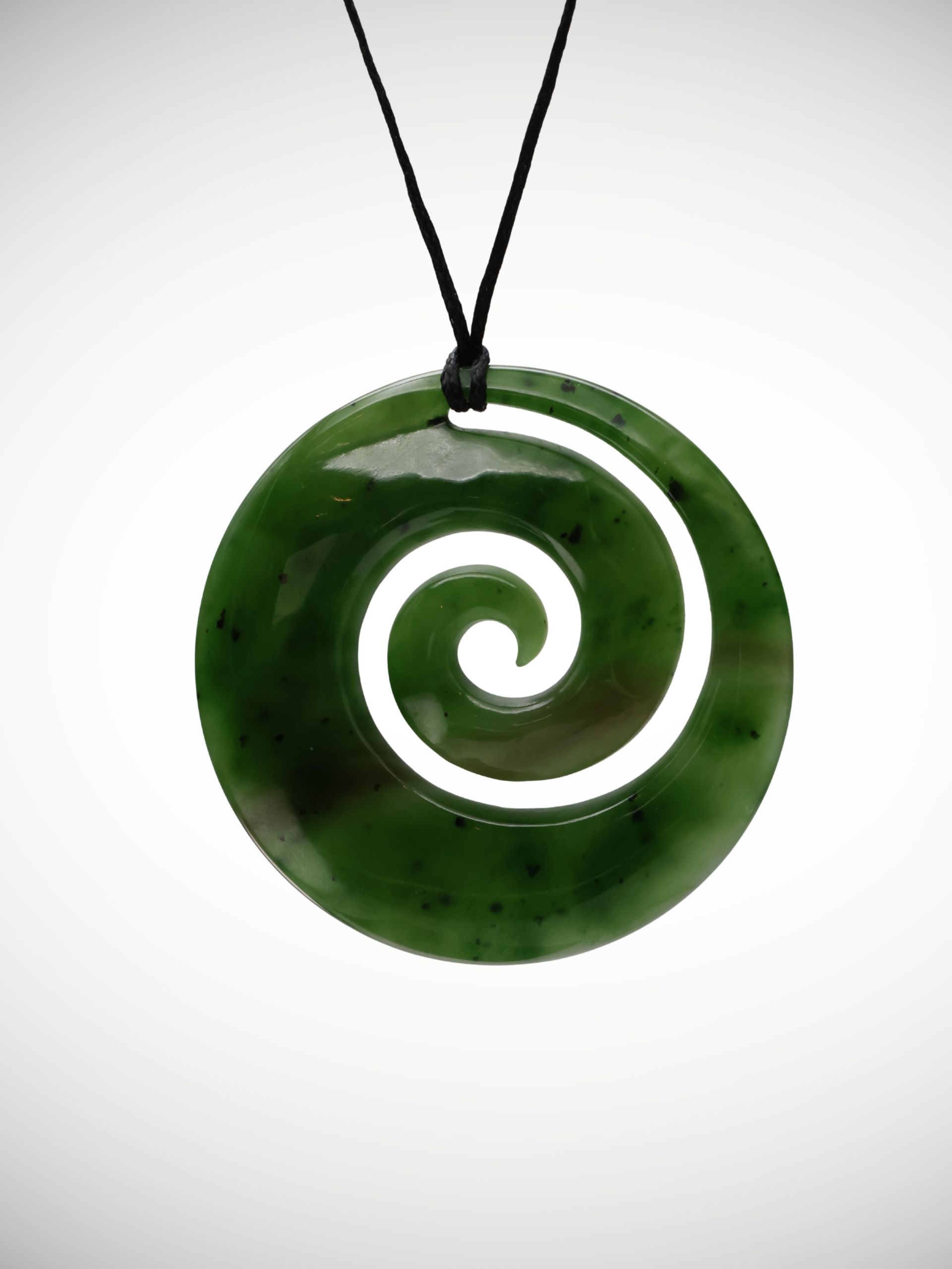Moko Pounamu Koru Genuine NZ Kahurangi Greenstone - Kaharoa