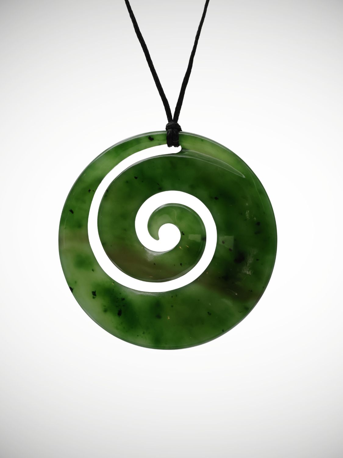 Moko Pounamu Koru Genuine NZ Kahurangi Greenstone - Kaharoa