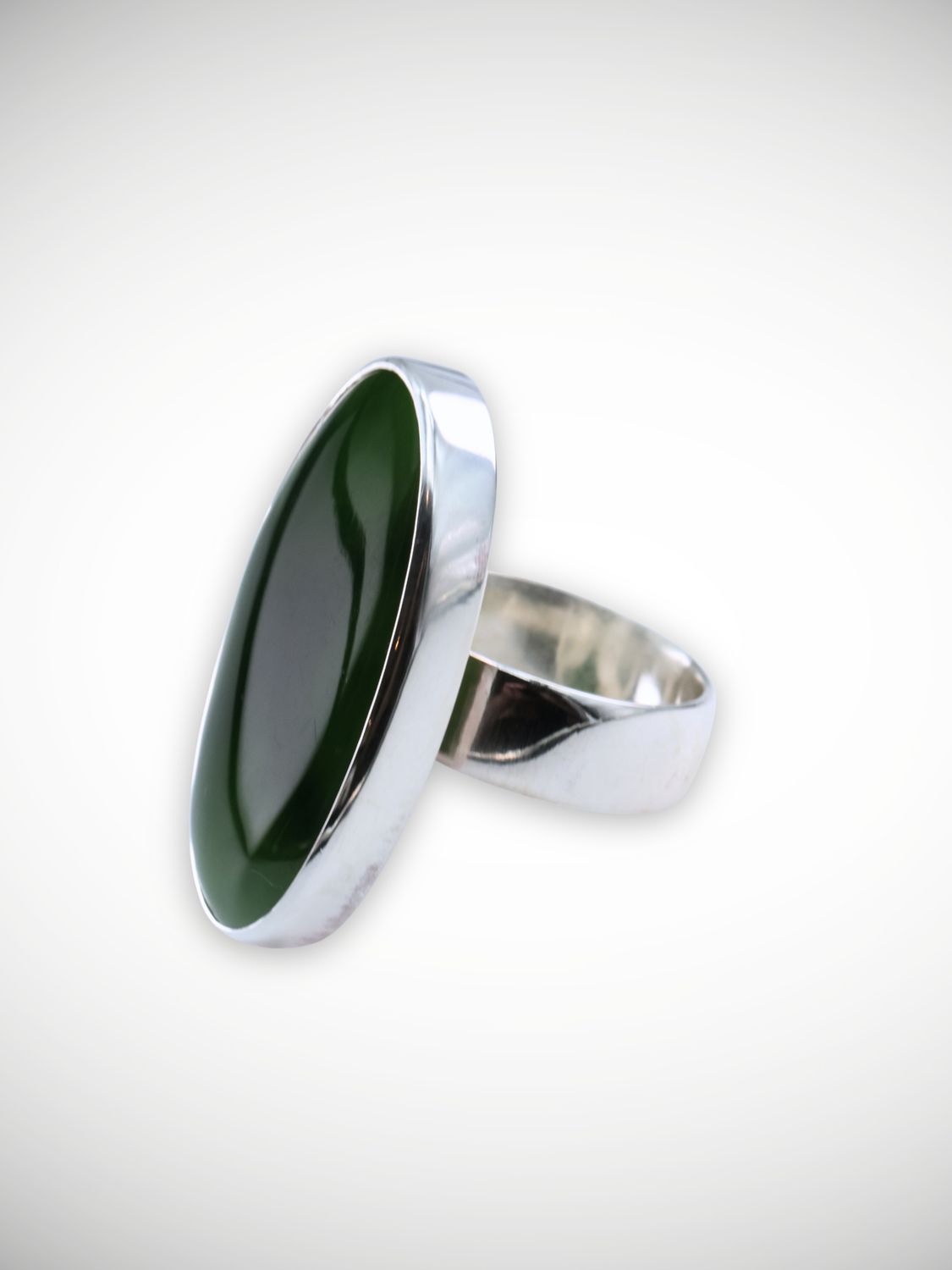 Moko Pounamu Genuine NZ Kahurangi Flower Greenstone & Sterling Silver Ring - Kairaki