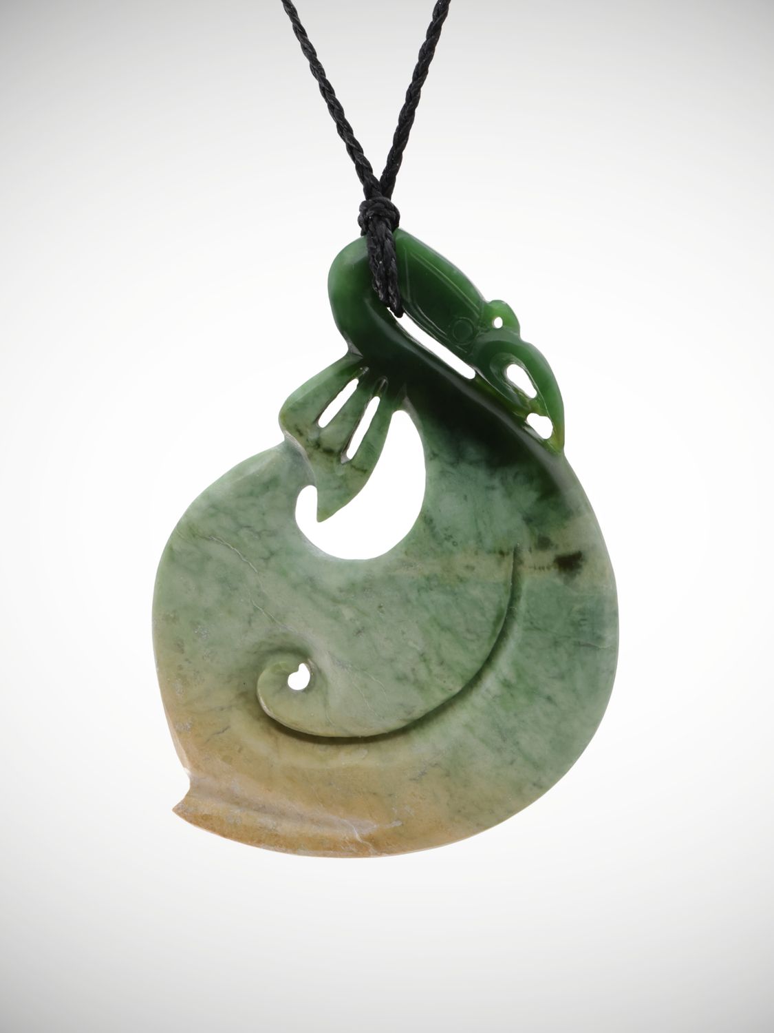 Moko Pounamu Manaia NZ Genuine Kawakawa Flower Greenstone - Kairakau