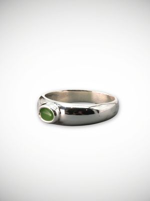 Moko Pounamu Genuine NZ Kahurangi Greenstone & Sterling Silver Ring - Kaihu