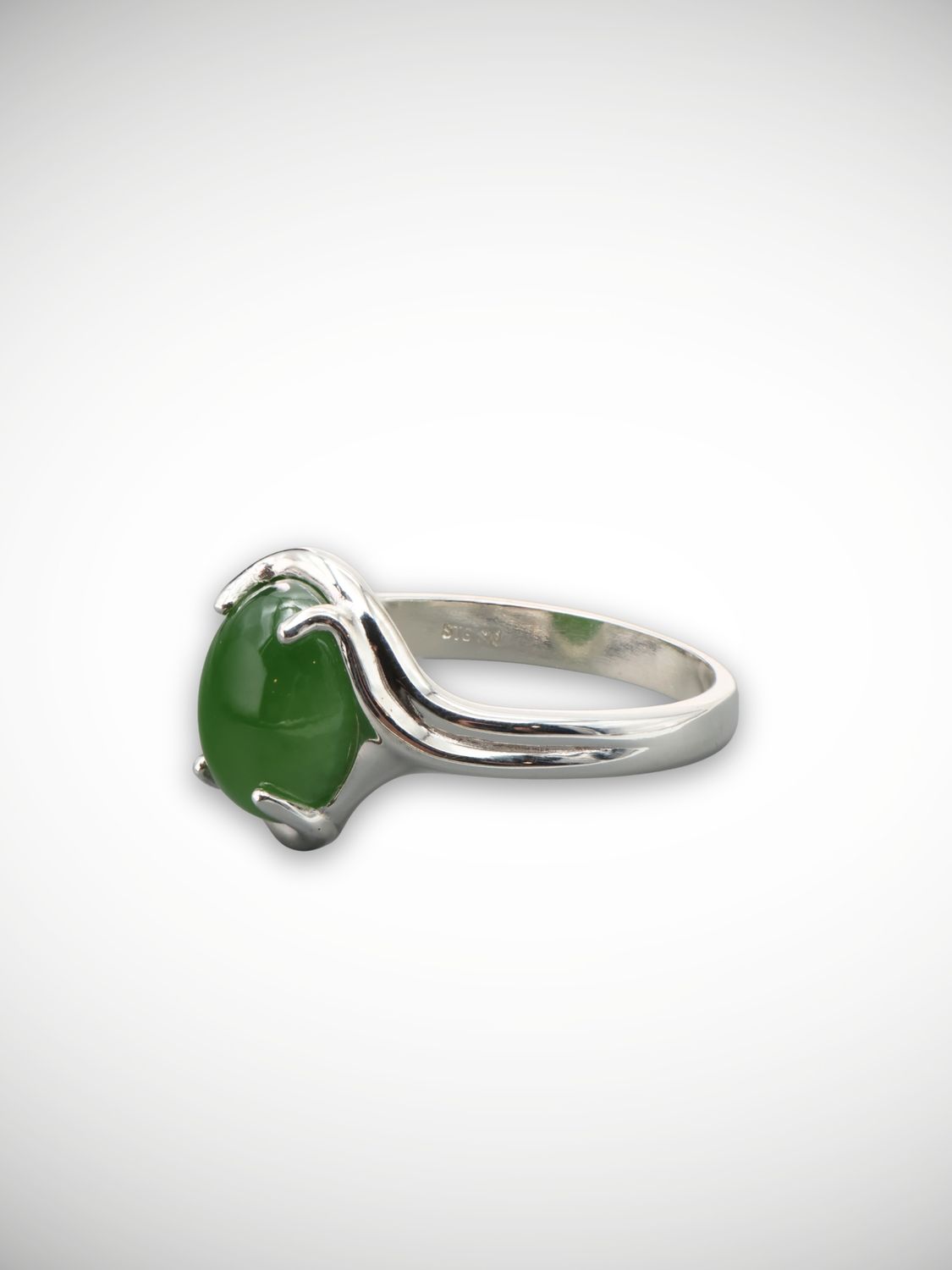 Moko Pounamu Genuine NZ Kahurangi Greenstone & Sterling Silver Ring - Houpoto