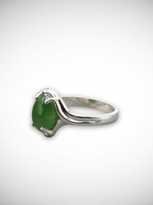 Moko Pounamu Genuine NZ Kahurangi Greenstone & Sterling Silver Ring - Houpoto