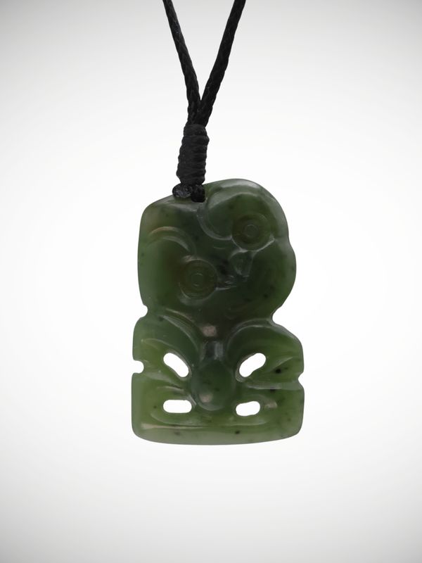 Moko Pounamu Hei Tiki Genuine NZ Kahurangi Greenstone - Aoroa