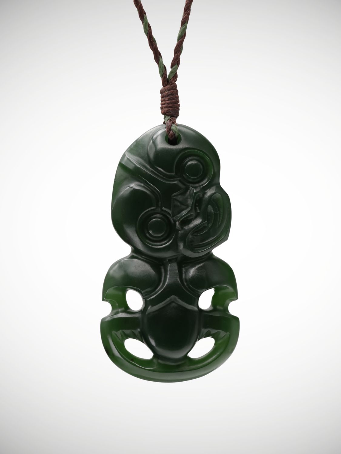 Moko Pounamu Hei Tiki Genuine NZ Kawakawa Greenstone - Arapae Moko Pounamu Hei Tiki Genuine NZ Kawakawa Greenstone - Arapae