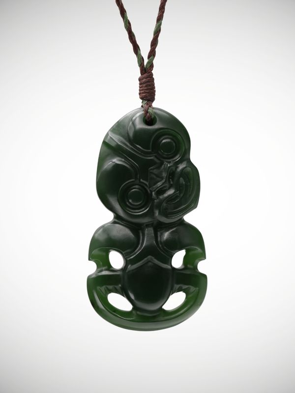 Moko Pounamu Hei Tiki Genuine NZ Kawakawa Greenstone - Arapae