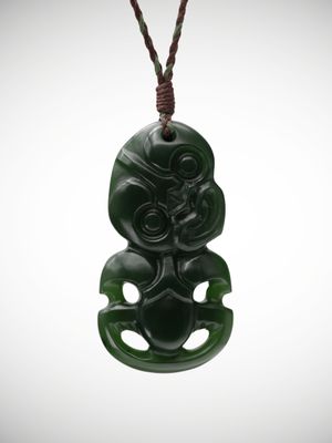 Moko Pounamu Hei Tiki Genuine NZ Kawakawa Greenstone - Arapae