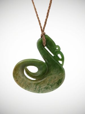 Moko Pounamu Manaia NZ Genuine Kahotea Flower Greenstone - Kaiata