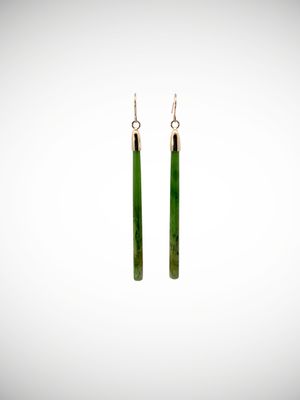 Moko Pounamu NZ Genuine Kahurangi Flower Greenstone & 9ct Gold Earrings - Oporea