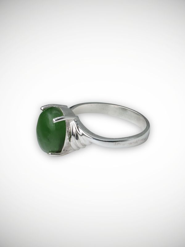 Moko Pounamu Genuine NZ Kahurangi Greenstone & Sterling Silver Ring - Hokanui