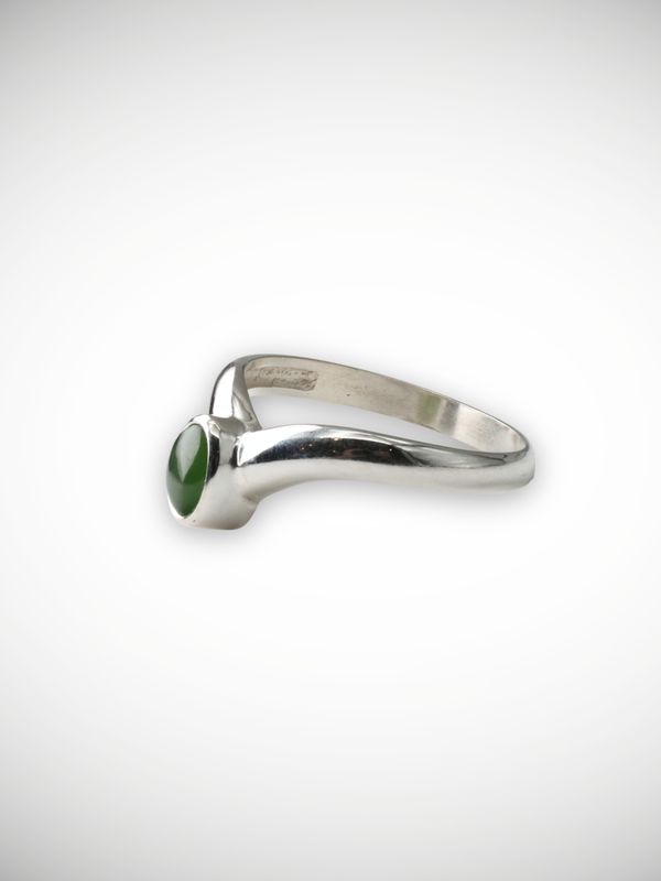 Moko Pounamu Genuine NZ Kahurangi Greenstone & Sterling Silver Ring - Kaingaroa