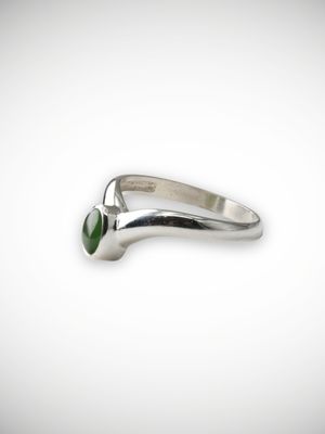 Moko Pounamu Genuine NZ Kahurangi Greenstone & Sterling Silver Ring - Kaingaroa