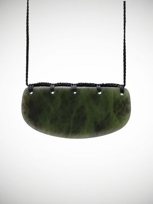 Moko Pounamu Kouma (Breastplate) Genuine NZ Kahotea Greenstone - Arapuni