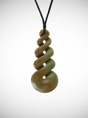 Moko Pounamu Quadruple Pikorua (Twist) Genuine NZ Marsden Flower Greenstone - Awaiti