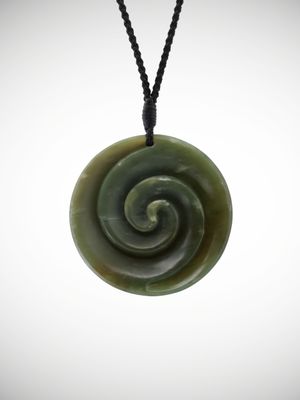 Moko Pounamu Double Koru Genuine NZ Inanga Greenstone - Aoroa