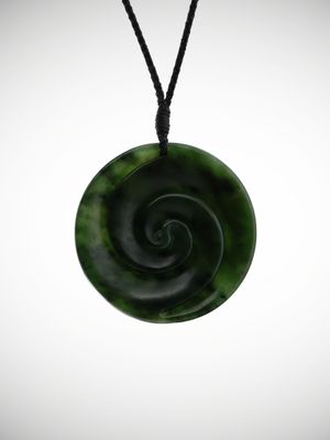 Moko Pounamu Double Koru Genuine NZ Kahurangi Greenstone - Awaiti