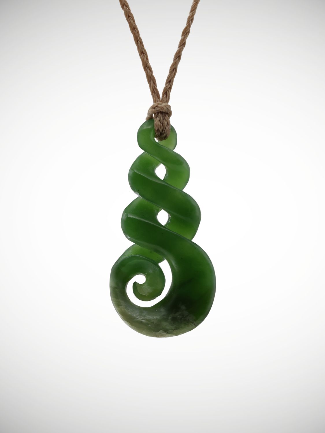 Moko Pounamu Triple Pikorua (Twist) & Koru Genuine NZ Kahurangi Greenstone - Kaiata