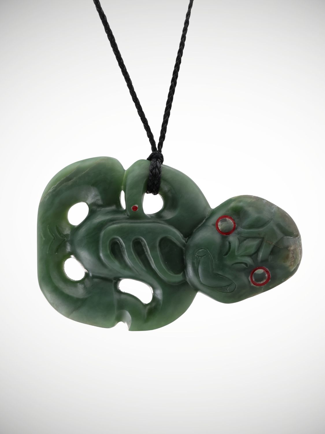 Moko Pounamu Hei Tiki Genuine NZ Inanga Greenstone - Mokoroa