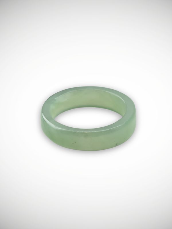 Moko Pounamu Flat Band Ring Genuine NZ Inanga Greenstone - Whenuakura