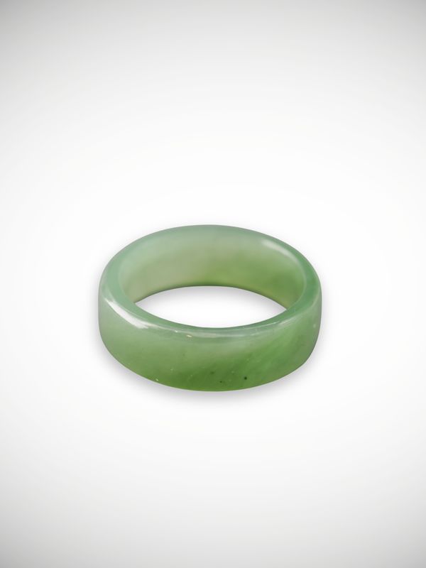 Moko Pounamu Flat Band Ring Genuine NZ Inanga Greenstone - Whetukura