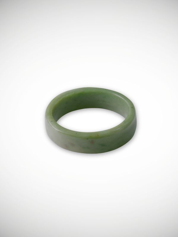Moko Pounamu Flat Band Ring Genuine NZ Kokopu Greenstone - Whitikau