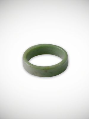 Moko Pounamu Flat Band Ring Genuine NZ Kokopu Greenstone - Whitikau