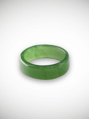 Moko Pounamu Flat Band Ring Genuine NZ Kahurangi Greenstone - Whawharua