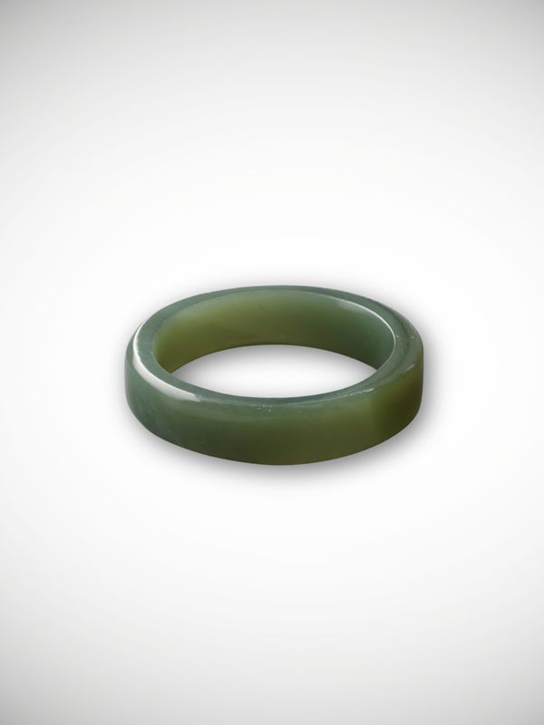 Moko Pounamu Flat Band Ring Genuine NZ Blue Inanga Greenstone - Whau
