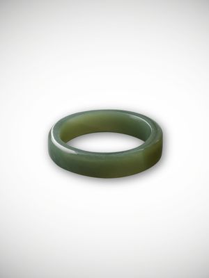 Moko Pounamu Flat Band Ring Genuine NZ Blue Inanga Greenstone - Whau