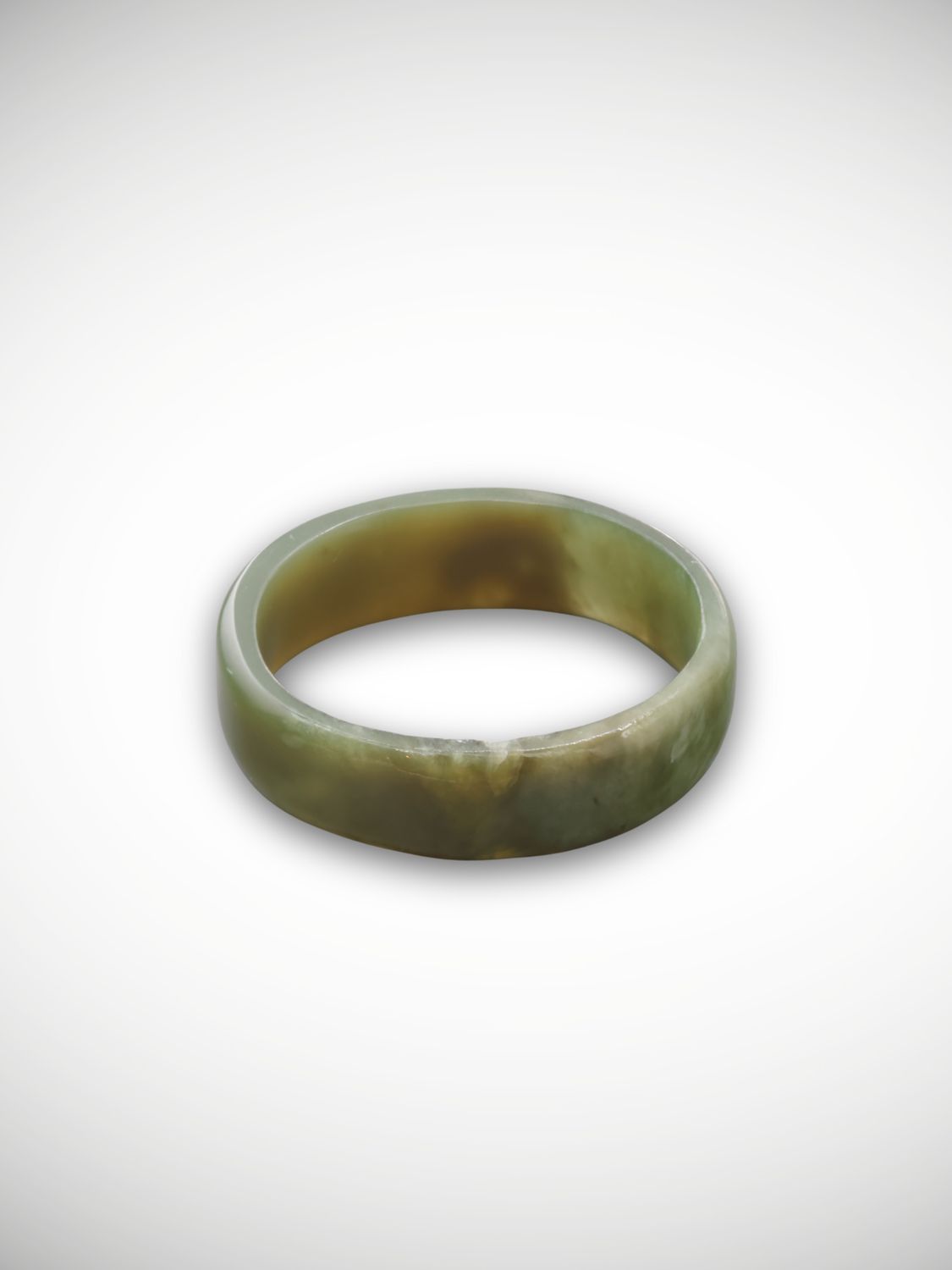 Moko Pounamu Flat Band Ring Genuine NZ Kokopu Greenstone - Whatitiri