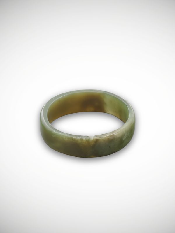 Moko Pounamu Flat Band Ring Genuine NZ Kokopu Greenstone - Whatitiri