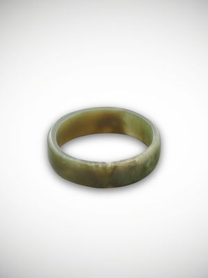 Moko Pounamu Flat Band Ring Genuine NZ Kokopu Greenstone - Whatitiri