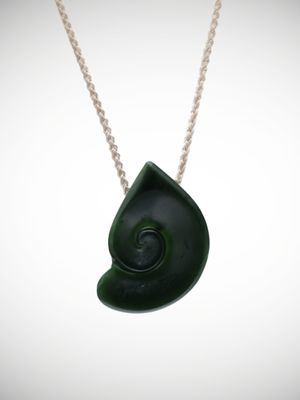 Moko Pounamu Koru Genuine NZ Kawakawa Greenstone - Kairaki