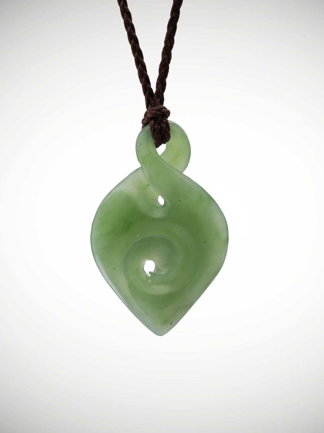 Moko Pounamu Single Pikorua & Koru Genuine  NZ Kahurangi Greenstone - Kaipuke