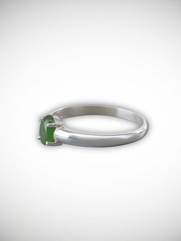 Moko Pounamu Genuine NZ Kahurangi Greenstone & Sterling Silver Ring - Kaipuke