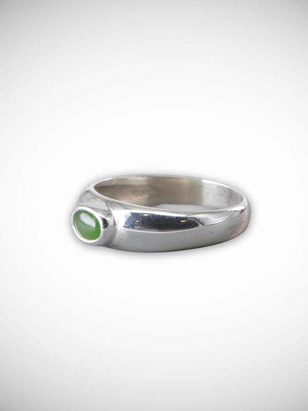 Moko Pounamu Genuine NZ Kahurangi Greenstone & Sterling Silver Ring - Kaipupu