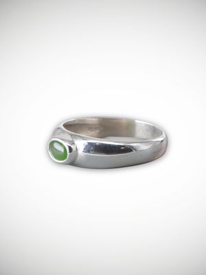 Moko Pounamu Genuine NZ Kahurangi Greenstone & Sterling Silver Ring - Kaipupu