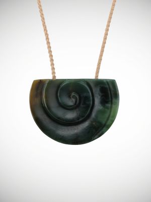 Moko Pounamu Koru Genuine NZ Kawakawa Greenstone - Aranui