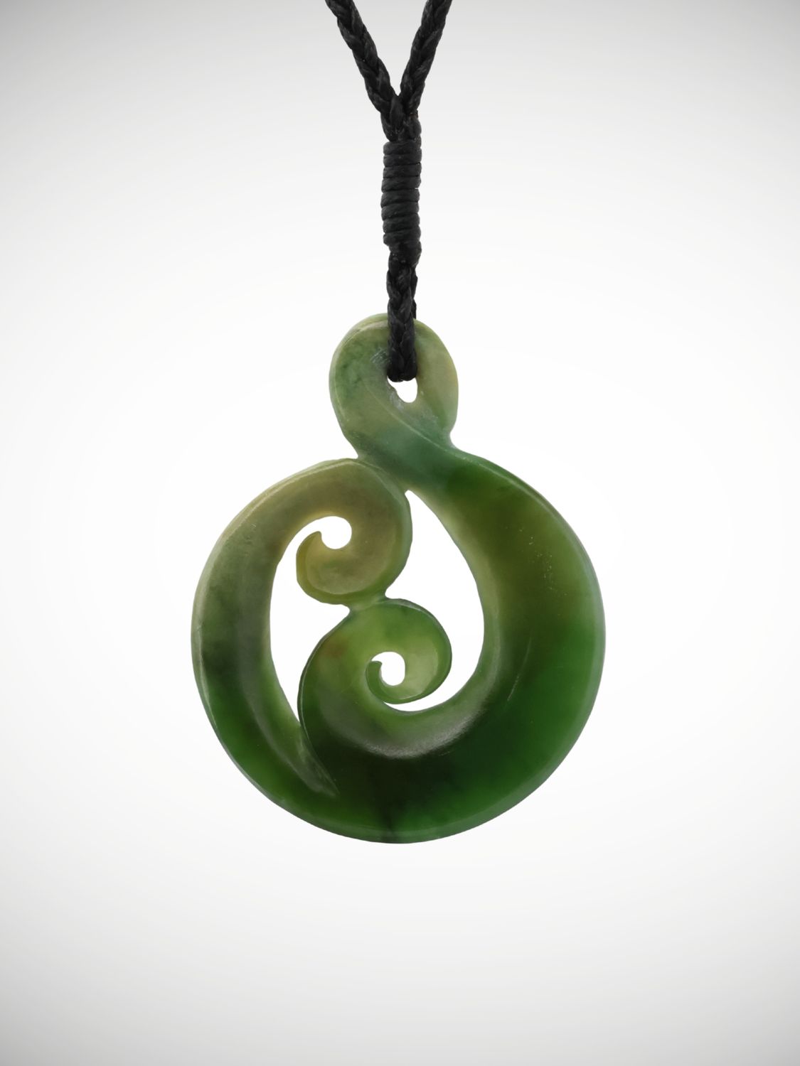 Moko Pounamu Double Koru Genuine NZ Kahurangi Greenstone - Kaimai
