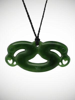 Moko Pounamu Pekapeka NZ Genuine Kahurangi Greenstone - Arapae