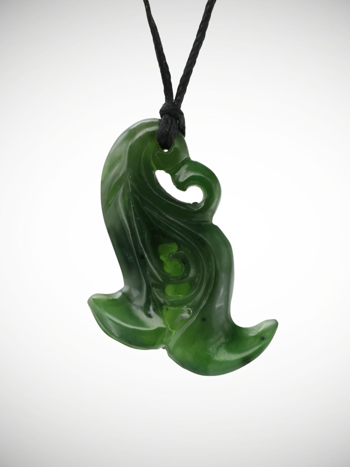 Moko Pounamu Kowhai Flower Design Genuine NZ Kahurangi Greenstone - Ararata