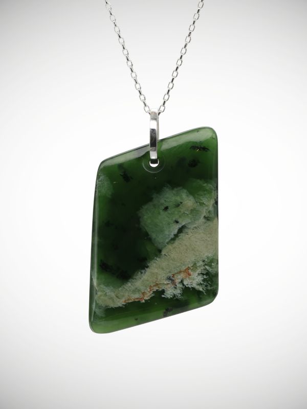 Moko Pounamu Kuru (Drop) NZ Genuine Kahurangi Flower Greenstone & Sterling Silver - Kourarau
