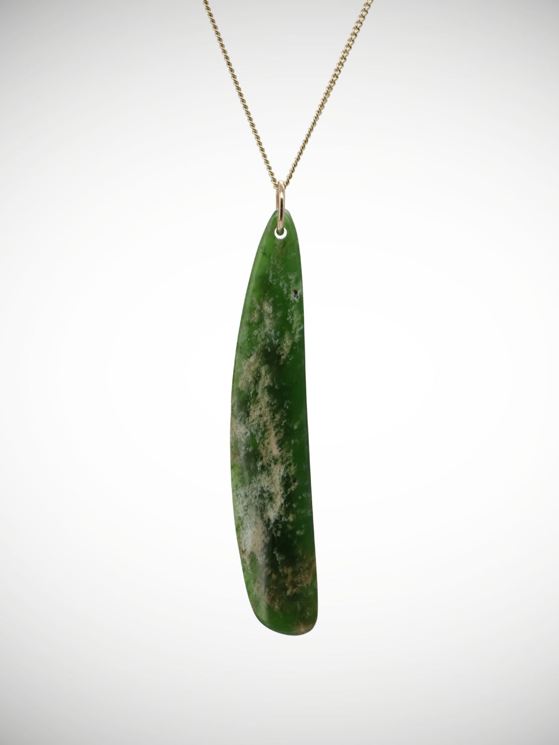 Moko Pounamu Kuru (Drop) NZ Genuine Kahurangi Flower Greenstone & 9ct Gold - Kourarau