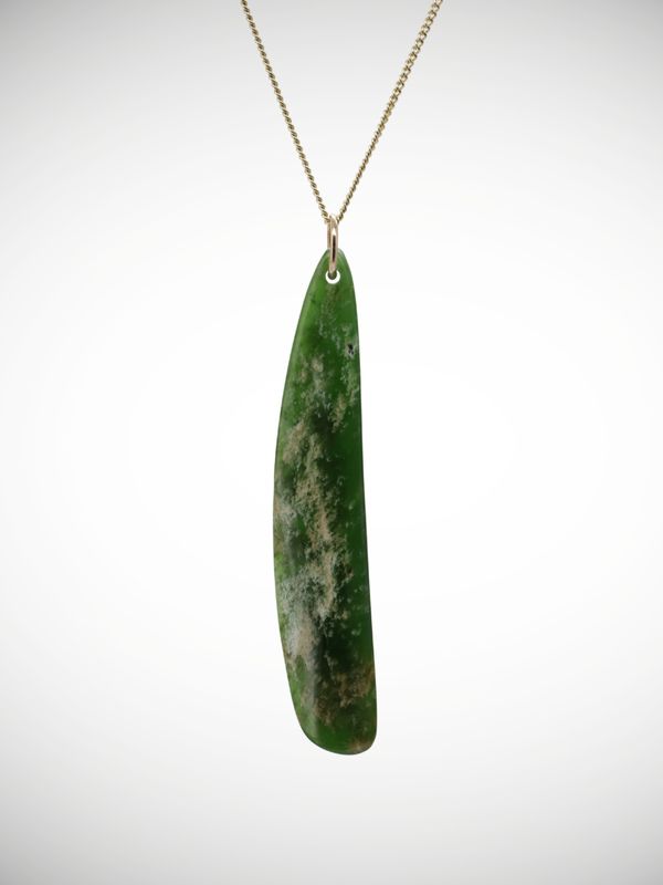 Moko Pounamu Kuru (Drop) NZ Genuine Kahurangi Flower Greenstone & 9ct Gold - Kourarau